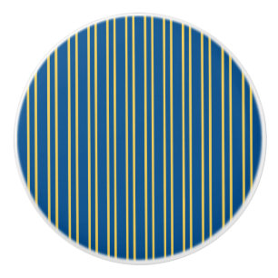 Porte En Céramique Design de bandes - Bleu & Jaune - Bouton de tiroir