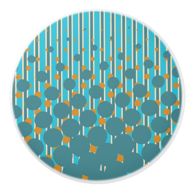 Porte En Céramique Design de densité - Turquoise&Orange - Bouton de t (Devant)