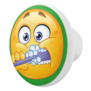 Porte En Céramique Gros sourire brossant dents bouton de tiroir - SRF