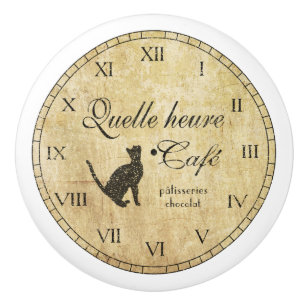 Porte En Céramique Horloge française vintage de café - bouton
