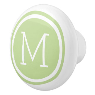Porte En Céramique Monogramme vert à la menthe - Bouton de tiroir per