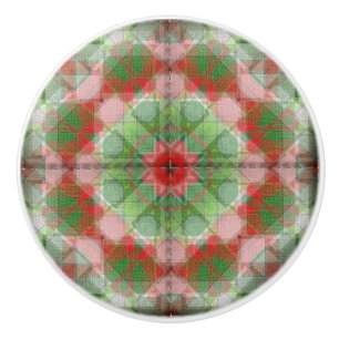 Porte En Céramique Motif de courtepointe ceramique bouton rouge blanc