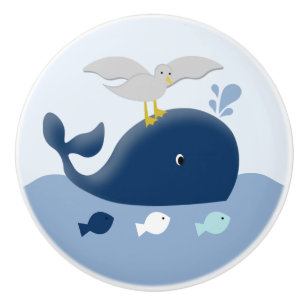 Porte En Céramique Nautique Grosse-Baleine Tiroir Bouton de traction