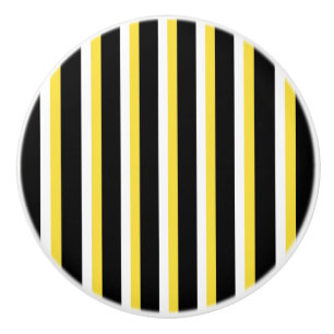 Porte En Céramique Noir, Blanc, Jaune Conception de bande - Bouton de