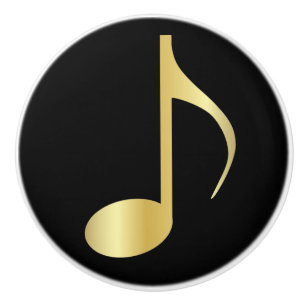 Porte En Céramique Noir et bouton de note de musique d'or