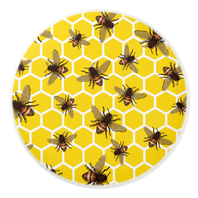 Porte En Céramique Partout abeilles sur la traction de bouton de (Devant)