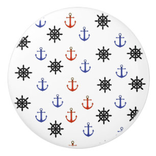 Porte En Céramique Rouge et bouton orienté nautique de Cabinet