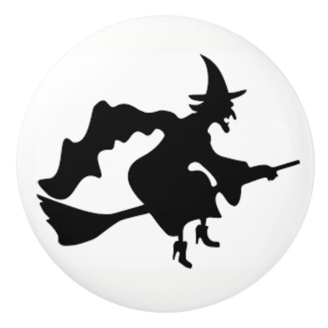 Porte En Céramique Sorcière de Halloween sur un bouton et des (Devant)