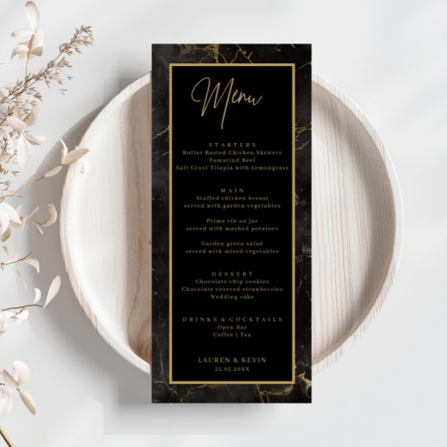 Porte en marbre noir Bordure en or Mariage Menu Ca (Créateur téléchargé)