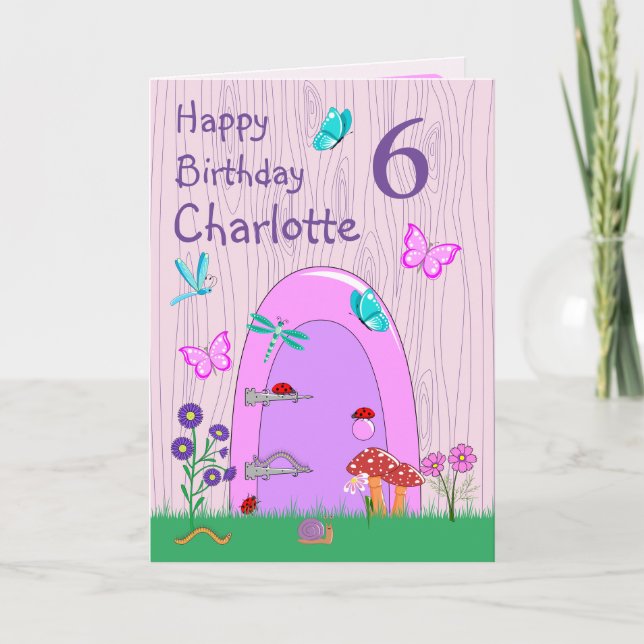 Porte Fée Bonne Carte de voeux d'anniversaire plié (Devant)