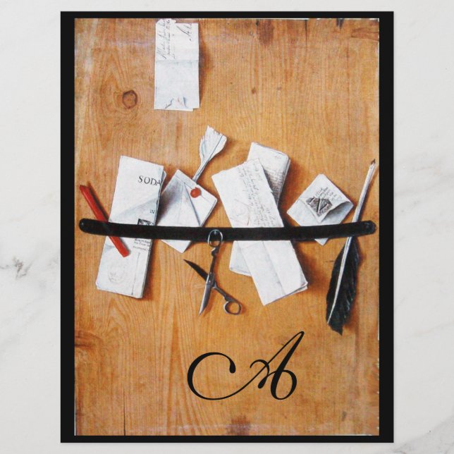 PORTE-LETTRES EN BOIS MONOGRAMME marron blanc noir (Devant)