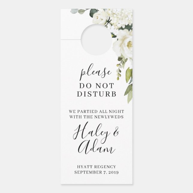 Porte Mariage blanc Floral Guest Hôtel Affichette de por (Devant)