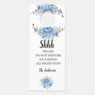 Porte Mariage de bienvenue des fleurs bleues Affichette 