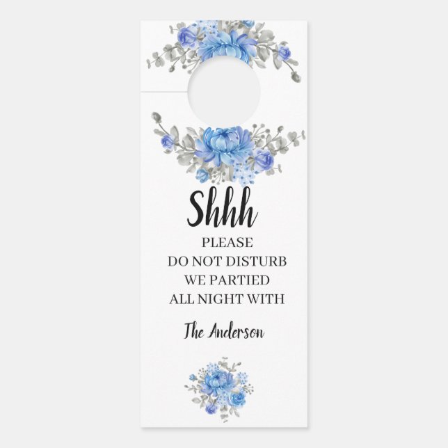 Porte Mariage de bienvenue des fleurs bleues Affichette  (Devant)