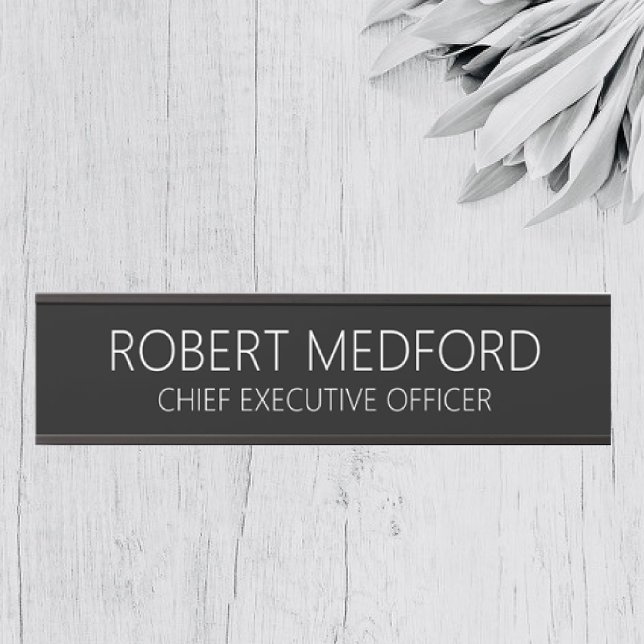 Porte noire professionnelle moderne Plaque de sign (Créateur téléchargé)