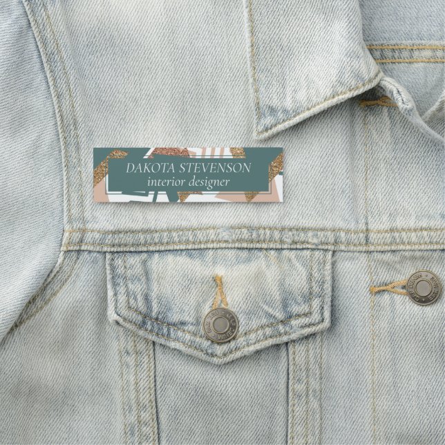 Porte-nom 80s rétro Abstrait | les années 70 Palette Vert et (En situation)