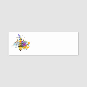 Porte-nom Abeille à fleurs avec plantes sauvages
