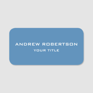 Porte-nom Acier Bleu Plain Élégant Minimaliste Simple