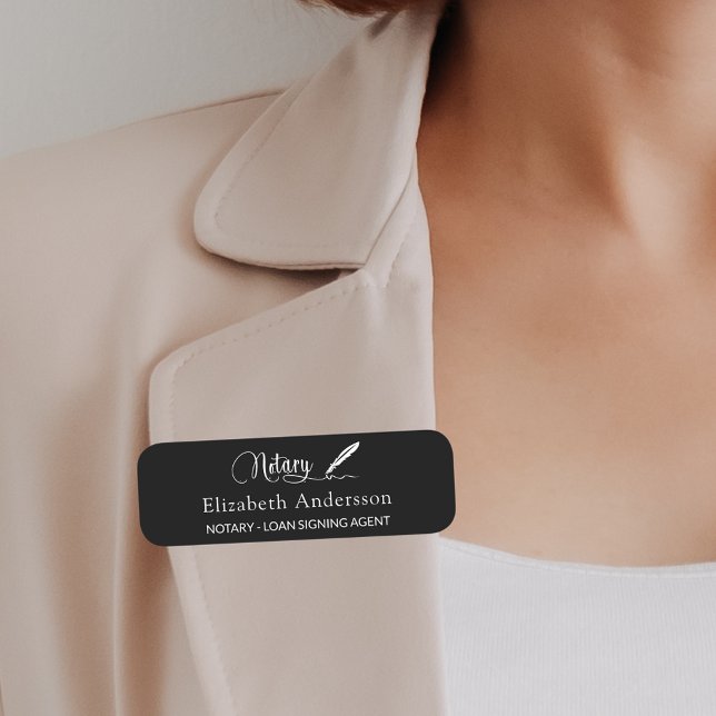 Porte-nom Agent de signature de prêt noir blanc magnétique (Créateur téléchargé)