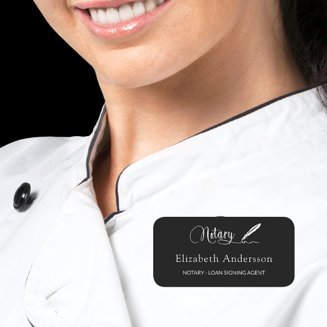 Porte-nom Agent de signature de prêt noir blanc script (Créateur téléchargé)