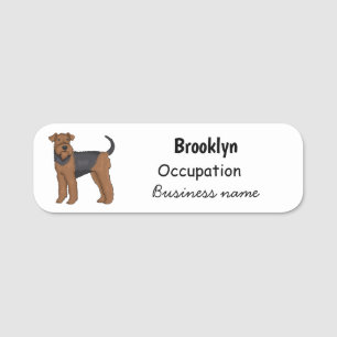 Porte-nom Airedale terrier dog cartoon