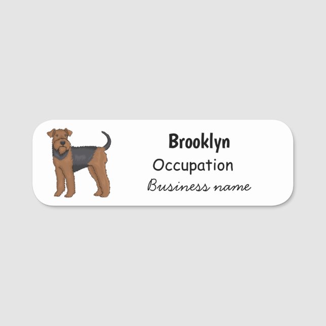 Porte-nom Airedale terrier dog cartoon (Devant)