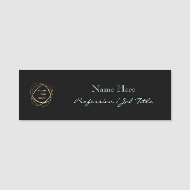 Porte-nom Ajouter son propre logo Modern Elegant Aqua sur No (Devant)