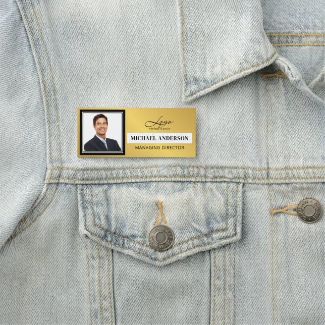 Porte-nom Ajouter un logo et une photo Employé professionnel (En situation)