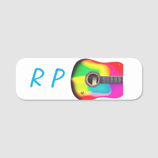 Porte-nom Ajouter votre nom texte brun acoustique guitare co (Devant)