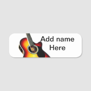 Porte-nom Ajouter votre nom texte brun acoustique guitare éd