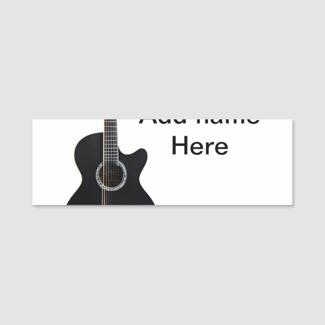 Porte-nom Ajouter votre nom texte brun acoustique guitare éd (Devant)