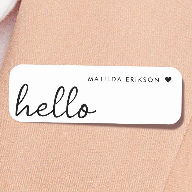 Porte-nom Allo minimal | Coeur moderne propre blanc simple (Créateur téléchargé)