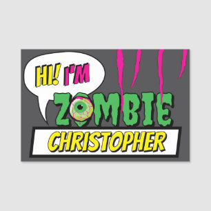Porte-nom Amusant Amusant ‘Hi I’m Zombie Personnalisé’ Hallo