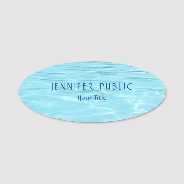 Porte-nom Aqua Elégant Modèle moderne Nature Eau Bleue (Devant)