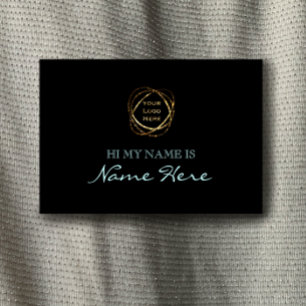 Porte-nom Aqua Noir Élégant Moderne Ajouter Logo d'entrepris