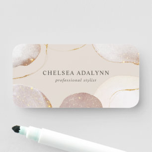 Porte-nom Aquarelle Abstraite Pailletée Luxe Rose Gold