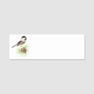 Porte-nom Aquarelle Cute Chickadee Oiseau Animal nature art