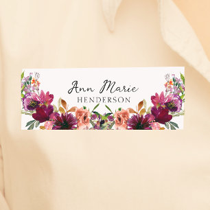 Porte-nom Aquarelle Fleurs sauvages floraux