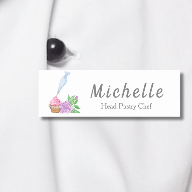 Porte-nom Aquarelle Frosting Cupcake Boulangerie, Restaurati (Créateur téléchargé)