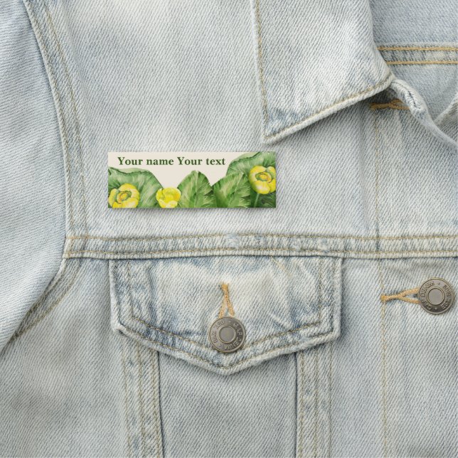 Porte-nom Aquarelle jaune Lilie d'eau (En situation)