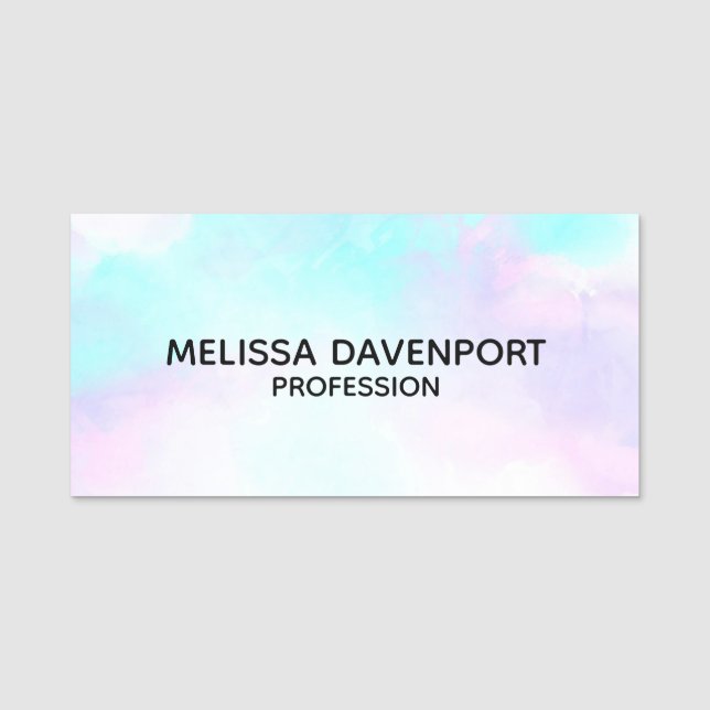 Porte-nom Aquarelle moderne Abstraite Pastel bleu & violet (Devant)