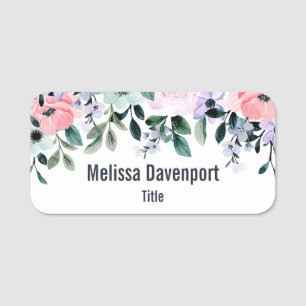 Porte-nom Aquarelle rose violet et verte