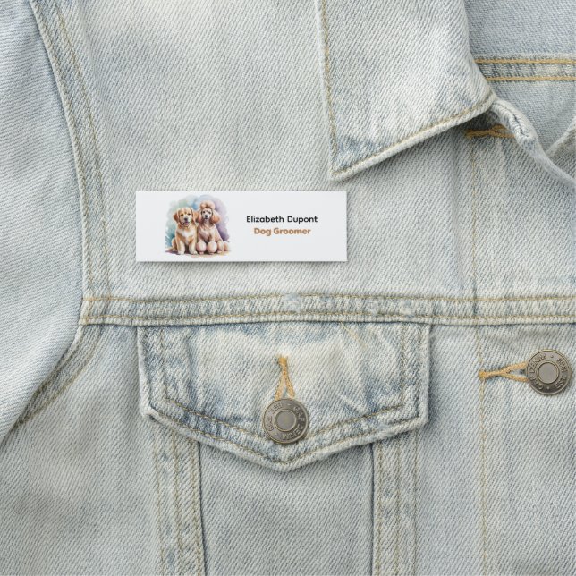 Porte-nom Aquarelle toiletteuse pour chiens (En situation)