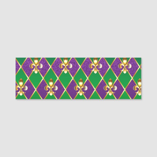Porte-nom Arrière - plan de bijoux Mardi Gras (Devant)