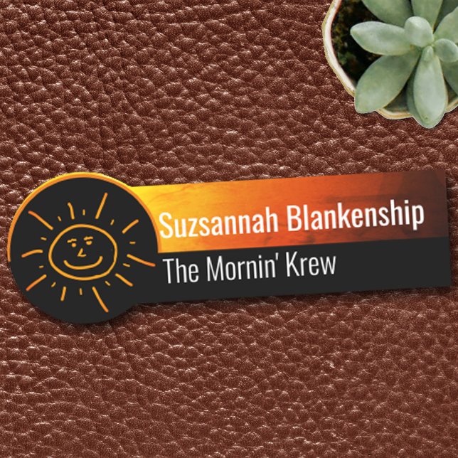 Porte-nom Arrière - plan orange amusant avec soleil tiré à l (Créateur téléchargé)