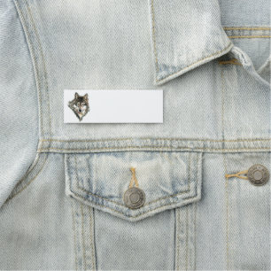 Porte-nom Art de nature animale de loup gris d'aquarelle