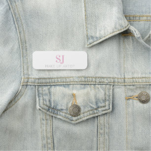 Porte-nom Artiste de Maquillage Monogramme Minimaliste Rose