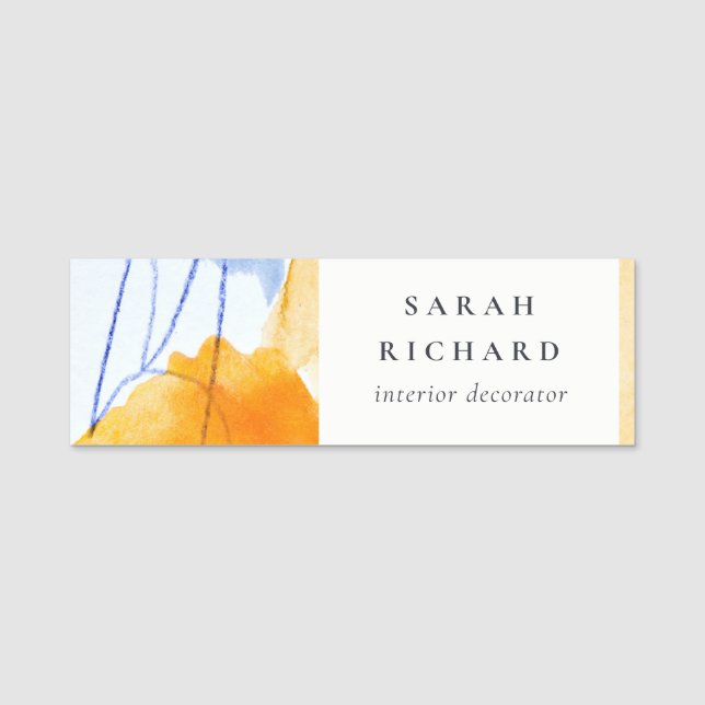 Porte-nom Artistic Abstrait bleu aquarelle (Devant)