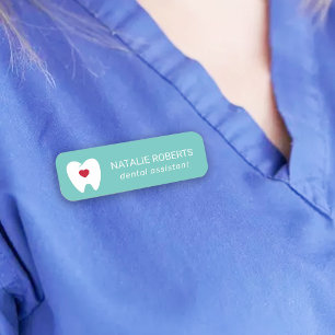 Porte-nom Assistant dentaire Coeur dentaire Dentiste Turquoi