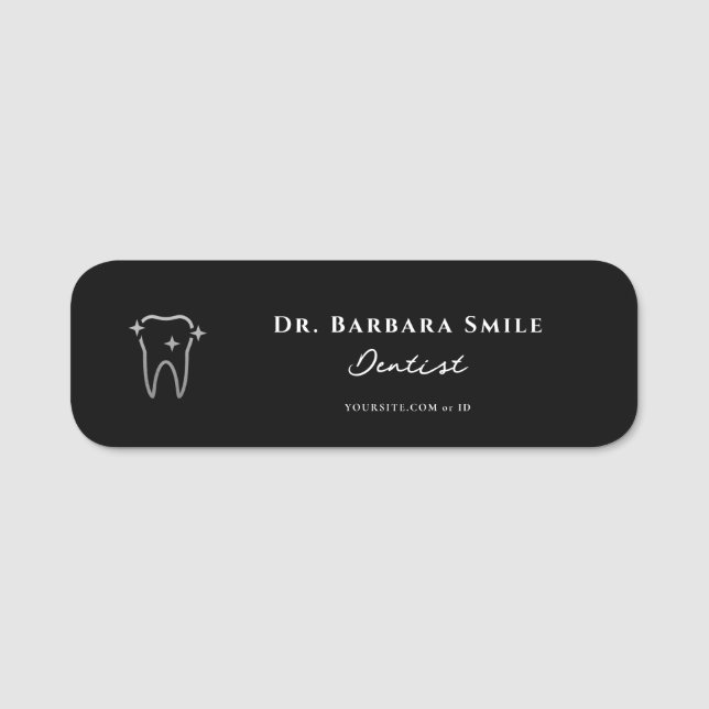 Porte-nom Assistante dentaire Dentiste esthétique Noir Blanc (Devant)